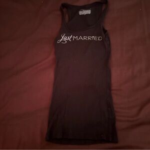 Victoria's Secret Black Bling “Just Married” Tank Top Size Small